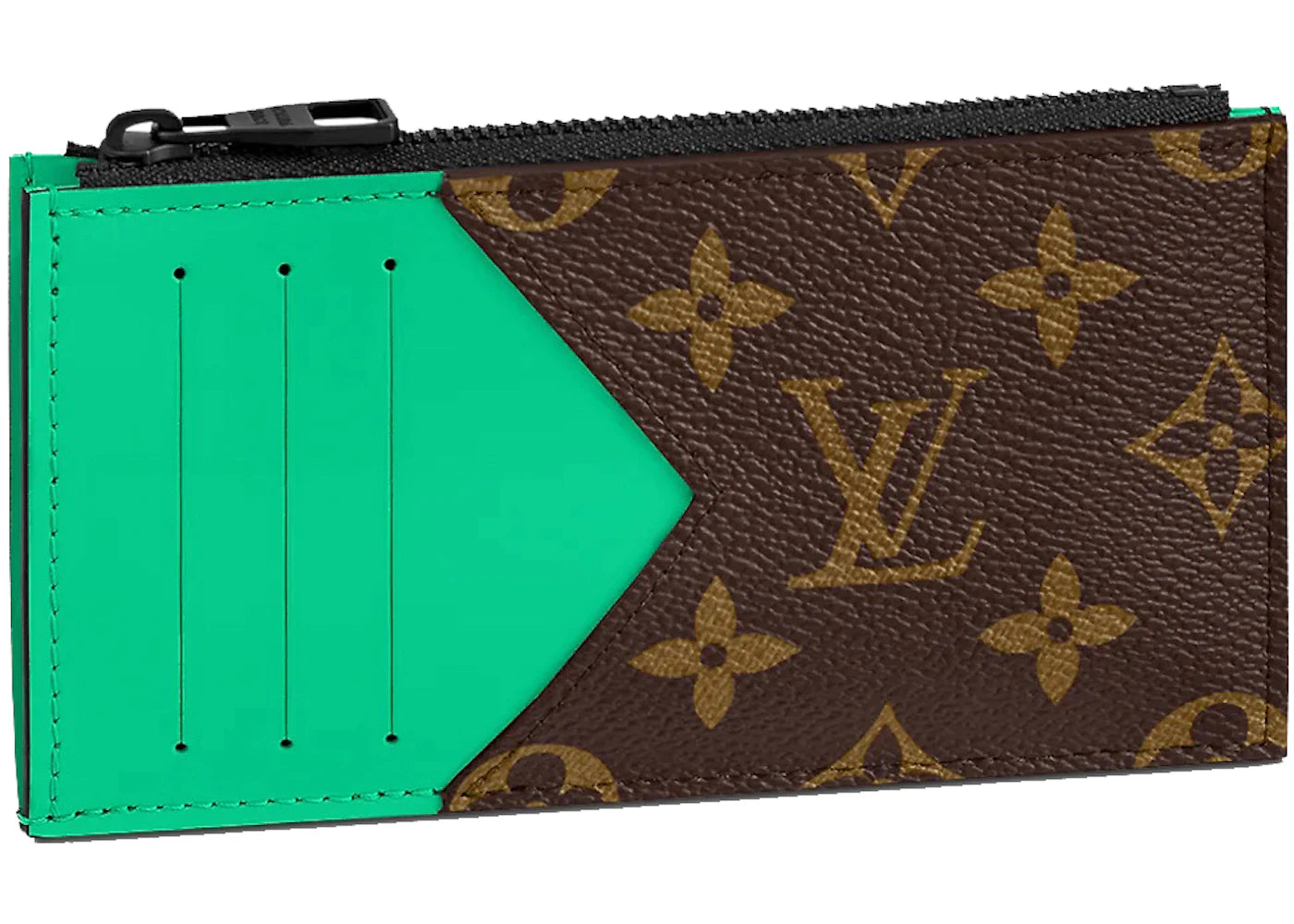 Louis Vuitton Coin Card Holder Monogram Macassar Minty Green