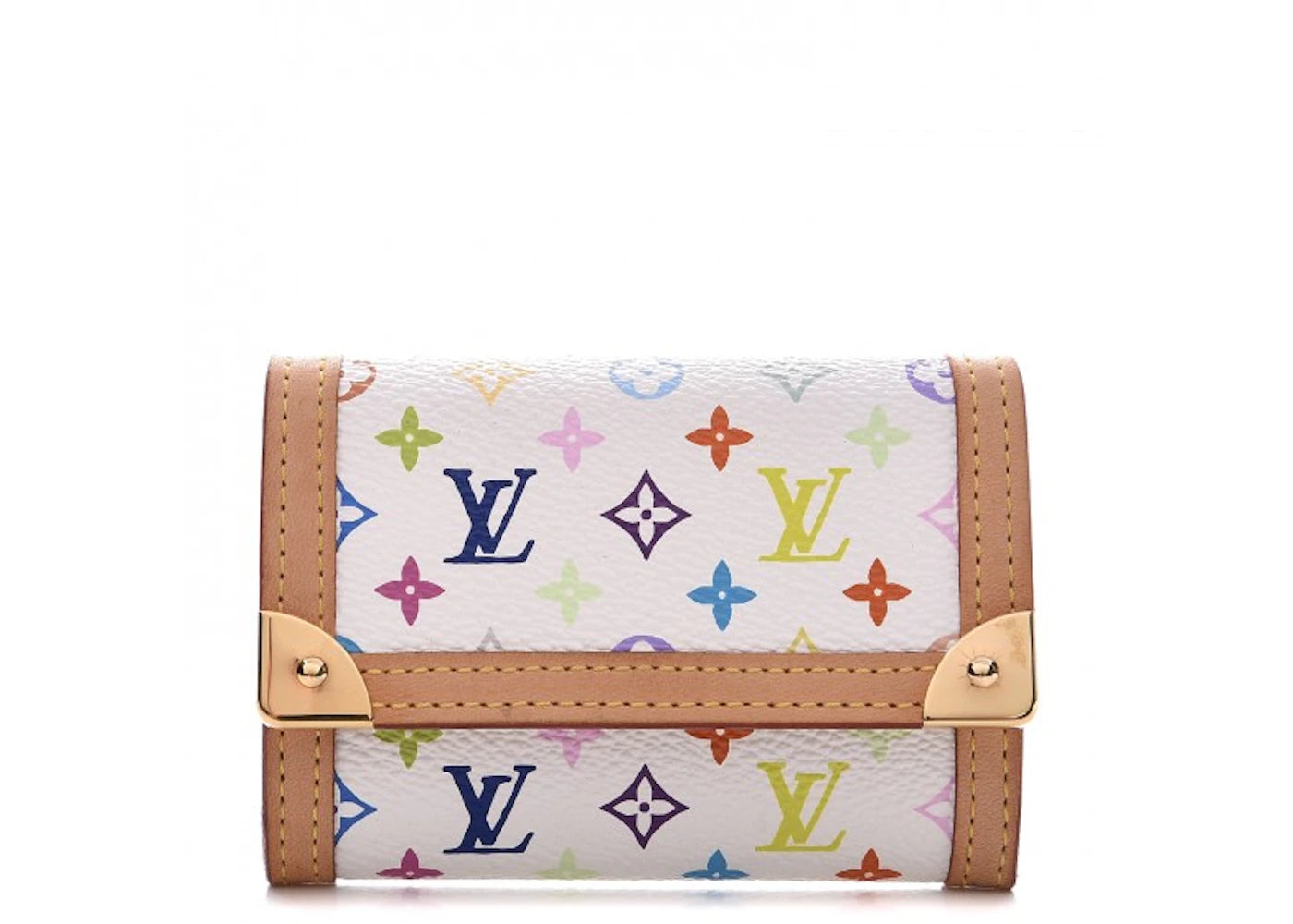 Louis Vuitton Coin Purse Porte Monnaie Plat Monogram Multicolor Blanc White