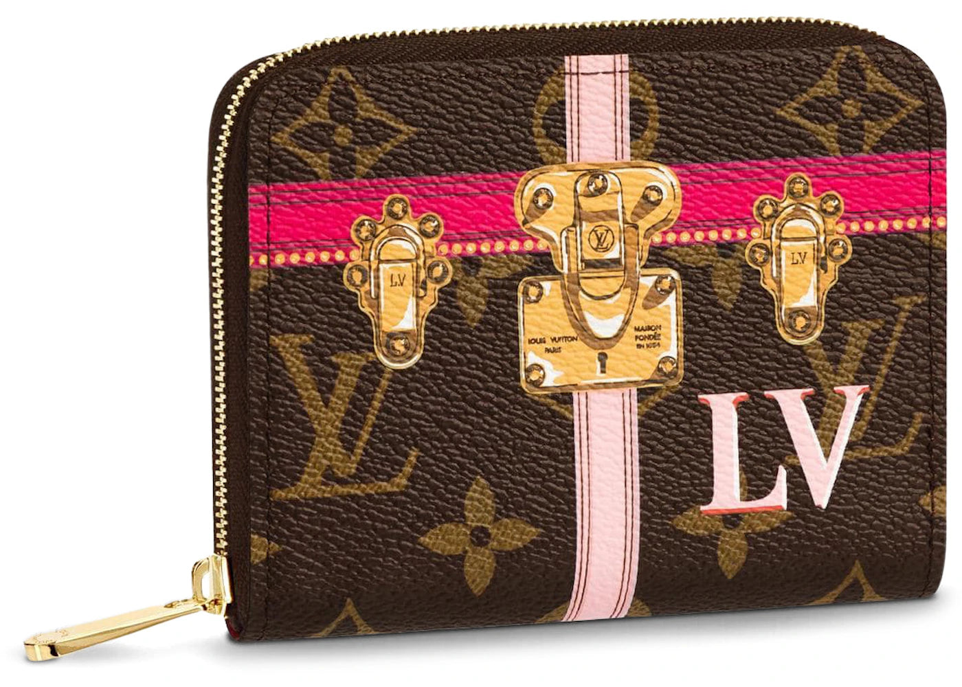 Louis Vuitton Coin Purse Zippy Monogram Summer Trunk Collection Brown/Pink