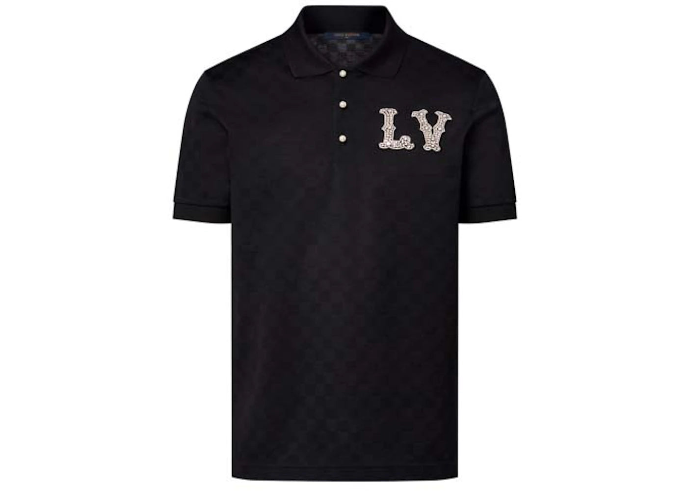 Louis Vuitton Cotton Pique Polo with Embroidered LV Patch Black