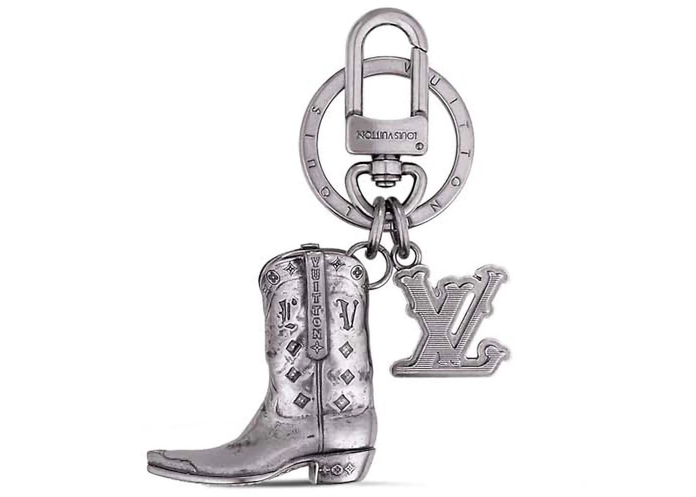 Louis Vuitton Cowboy Boot Key Holder and Bag Charm Silver