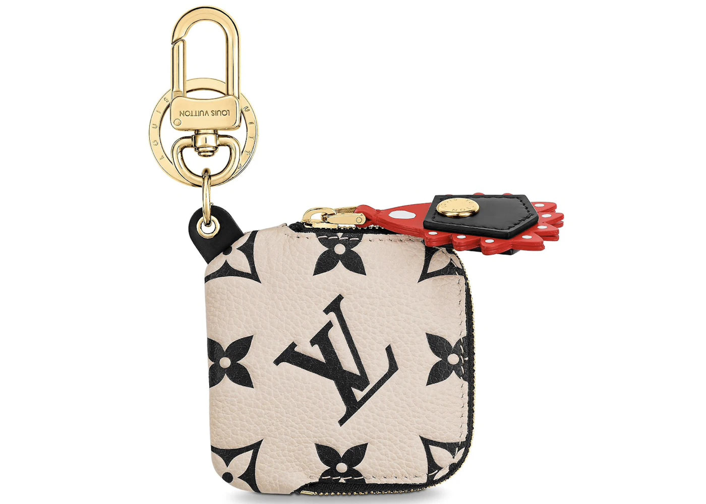 Louis Vuitton Crafty Square Pouch Bag Charm and Key Holder Cream/Red