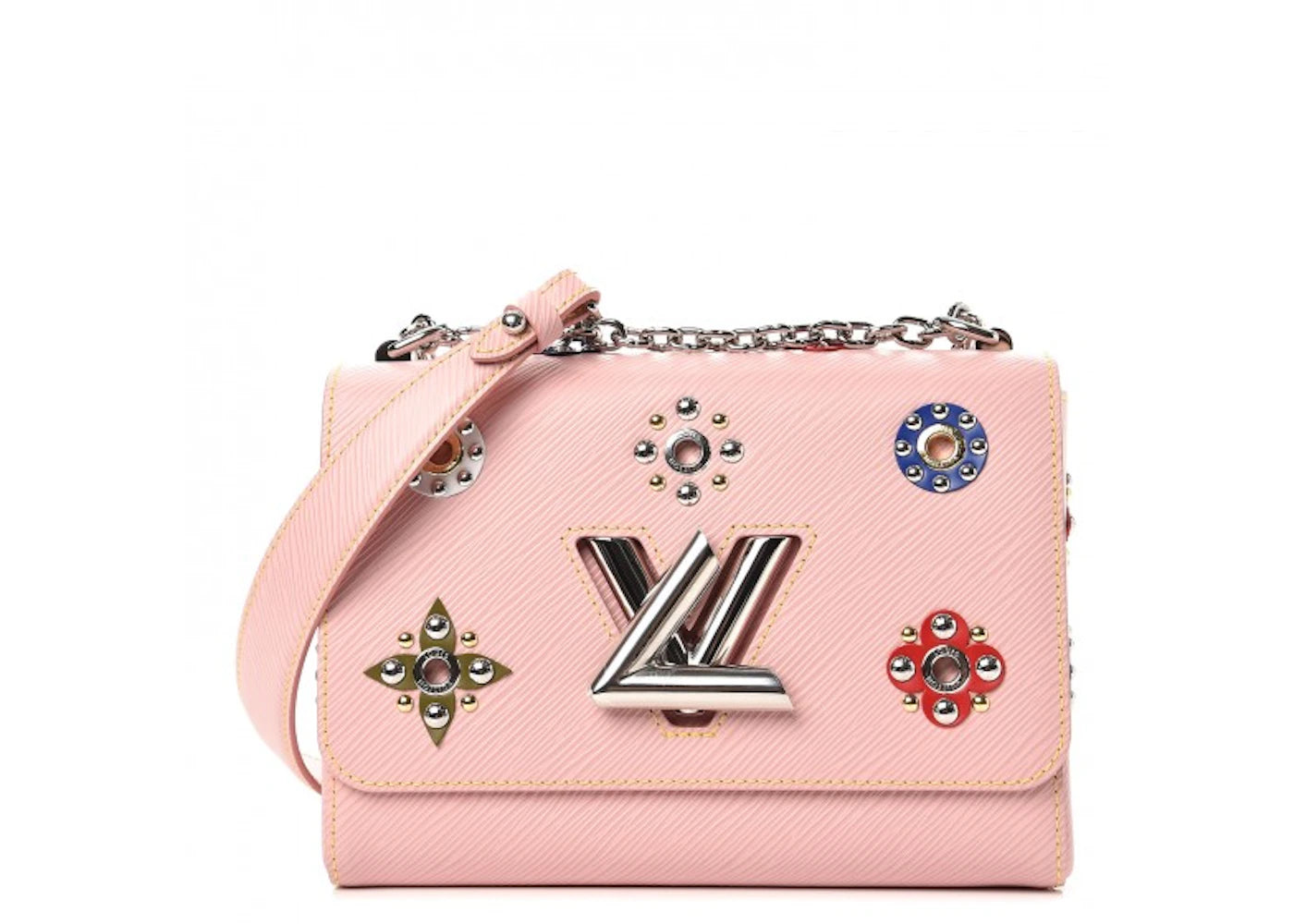 Louis Vuitton Crossbody Twist Mechanical Flowers Epi Studded MM Rose Ballerine