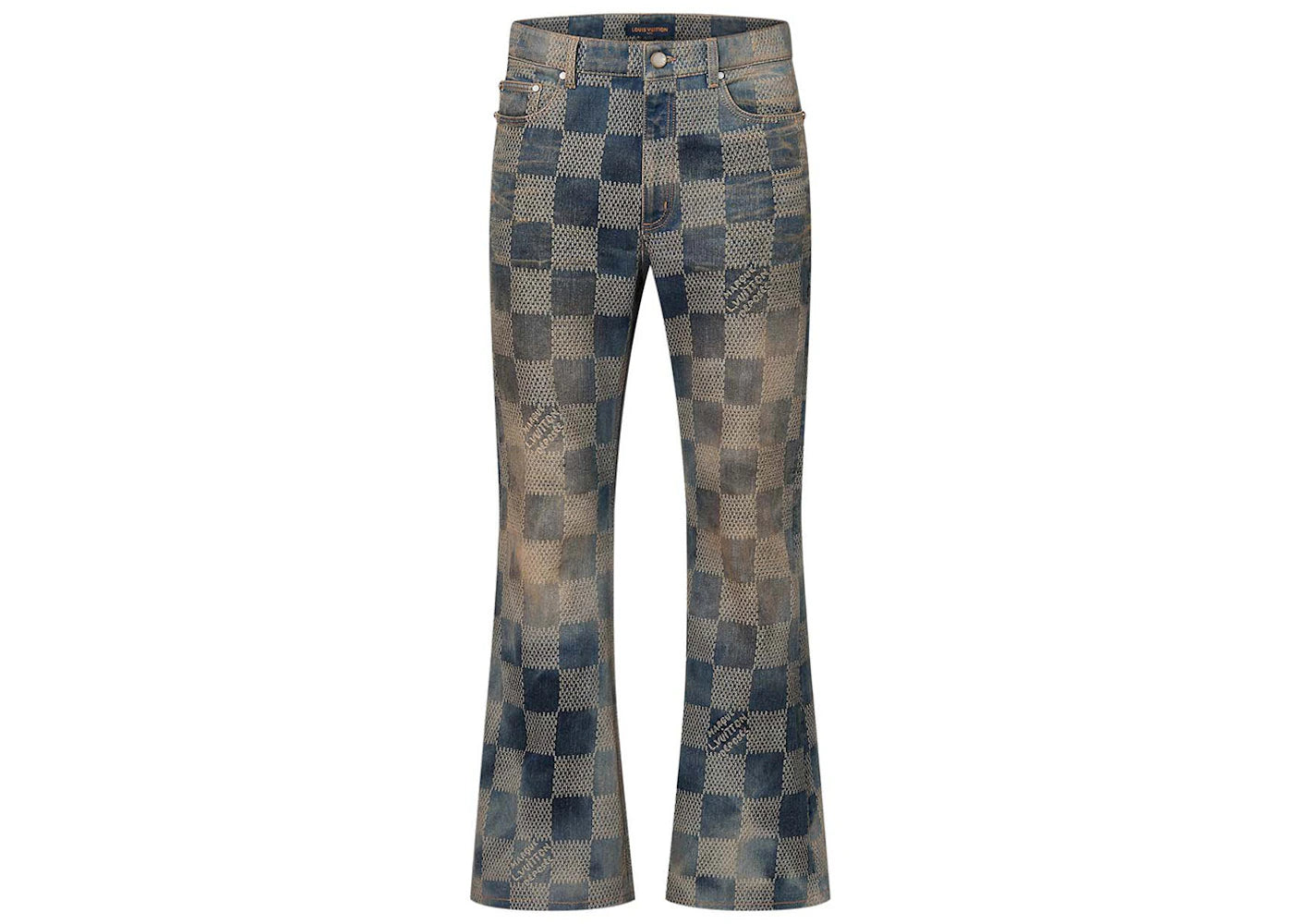 Louis Vuitton Damier Flared Washed Denim Pants Indigo