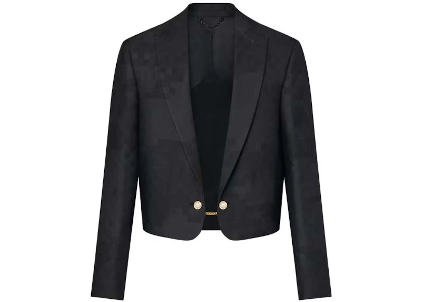 Louis Vuitton Damier Silk-Wool Mix Cropped Dandy Jacket Black Damoflage