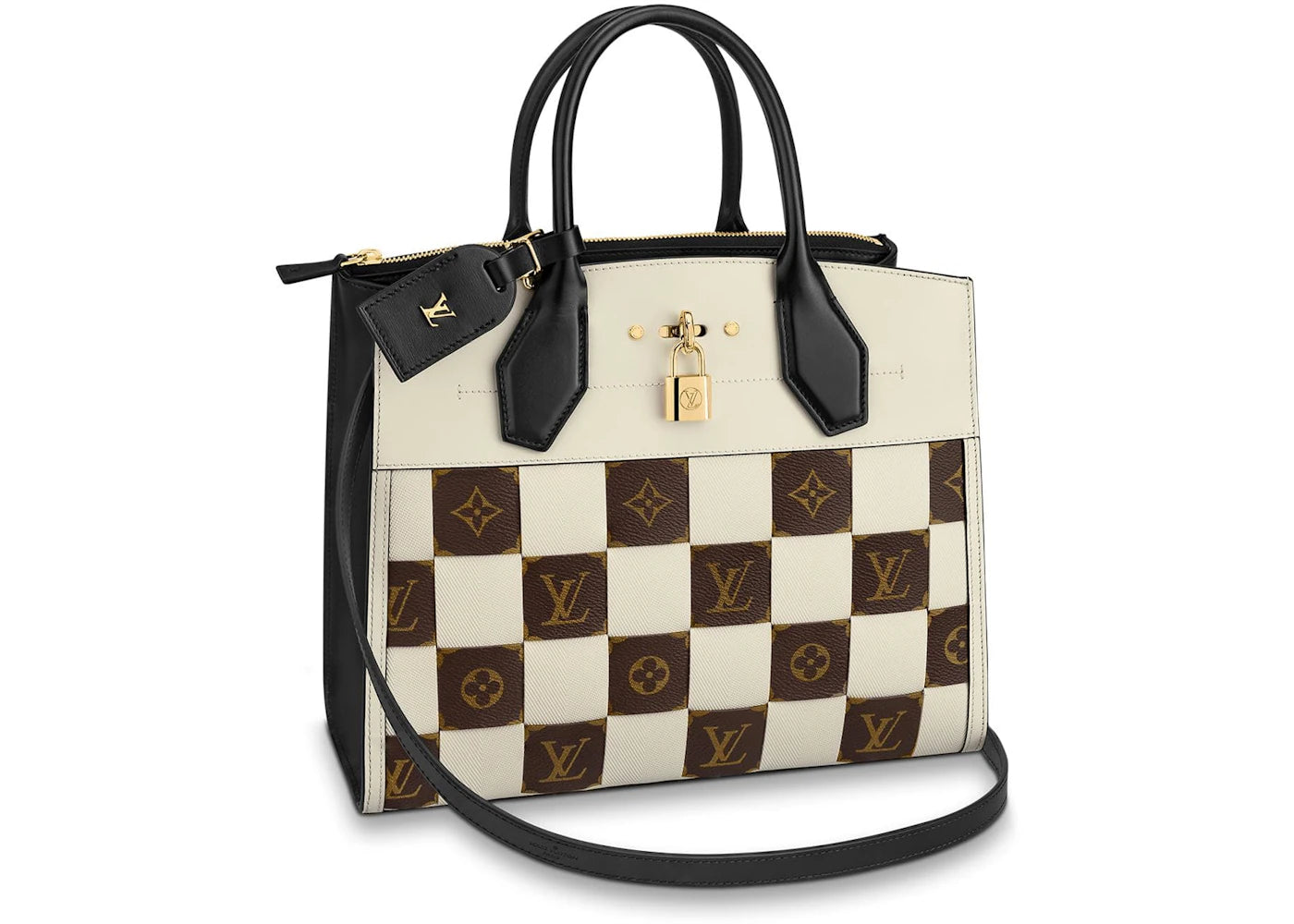 Louis Vuitton Damier Tressage City Steamer Monogram MM Black/Beige