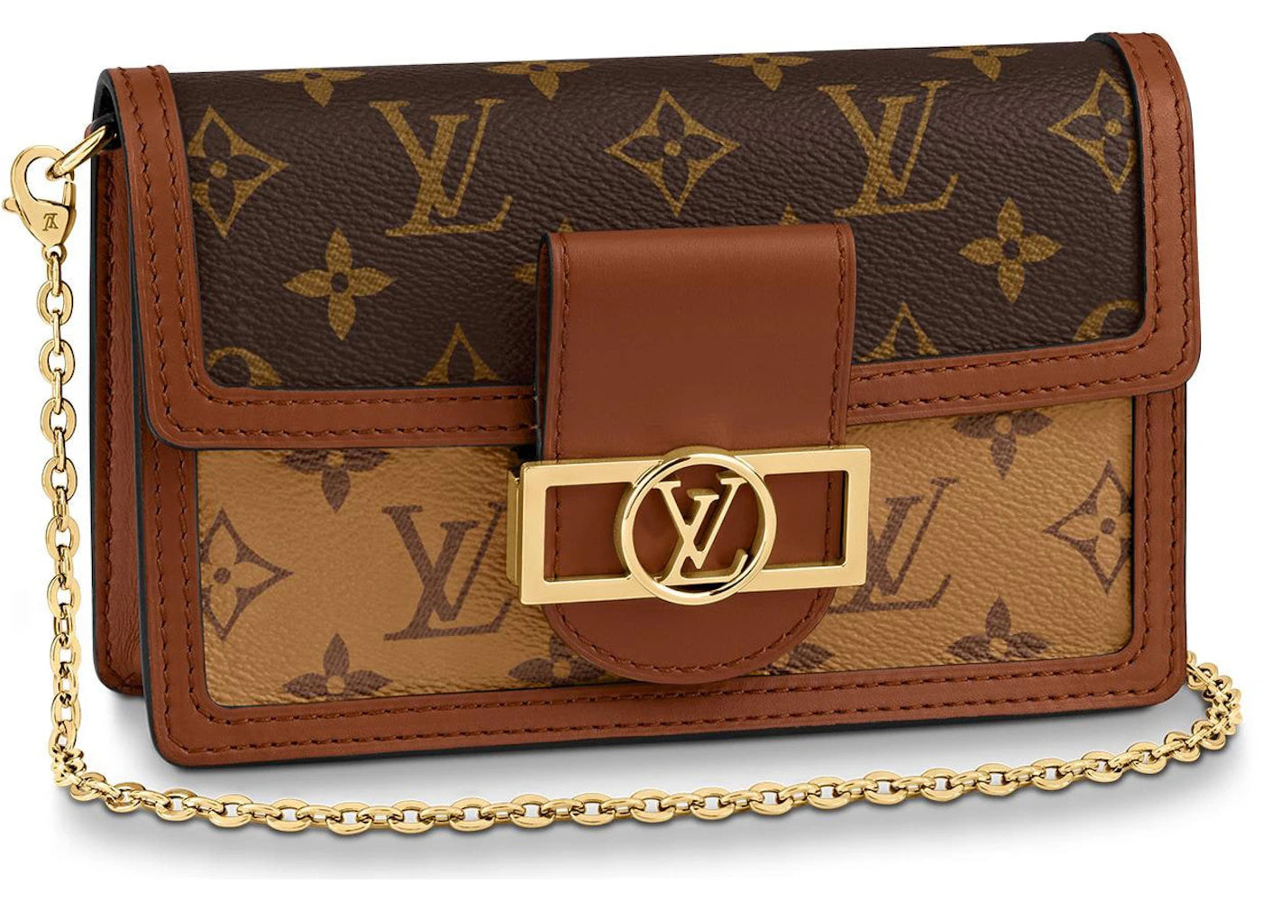 Louis Vuitton Dauphine Chain Wallet Monogram Reverse Brown