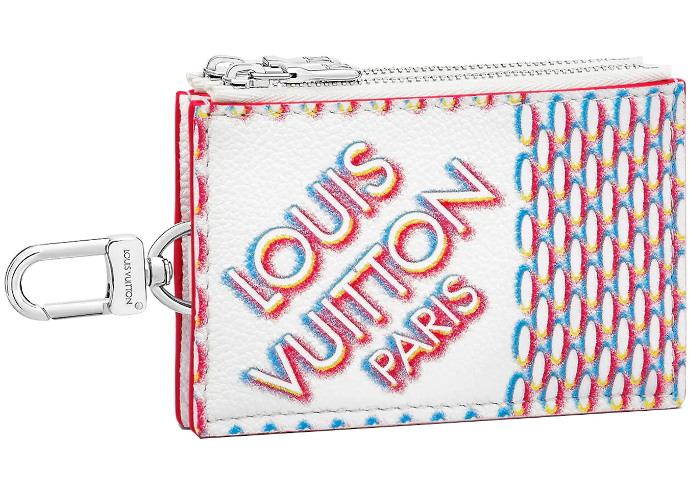 Louis Vuitton Double Zipped Card Holder White Damier Spray