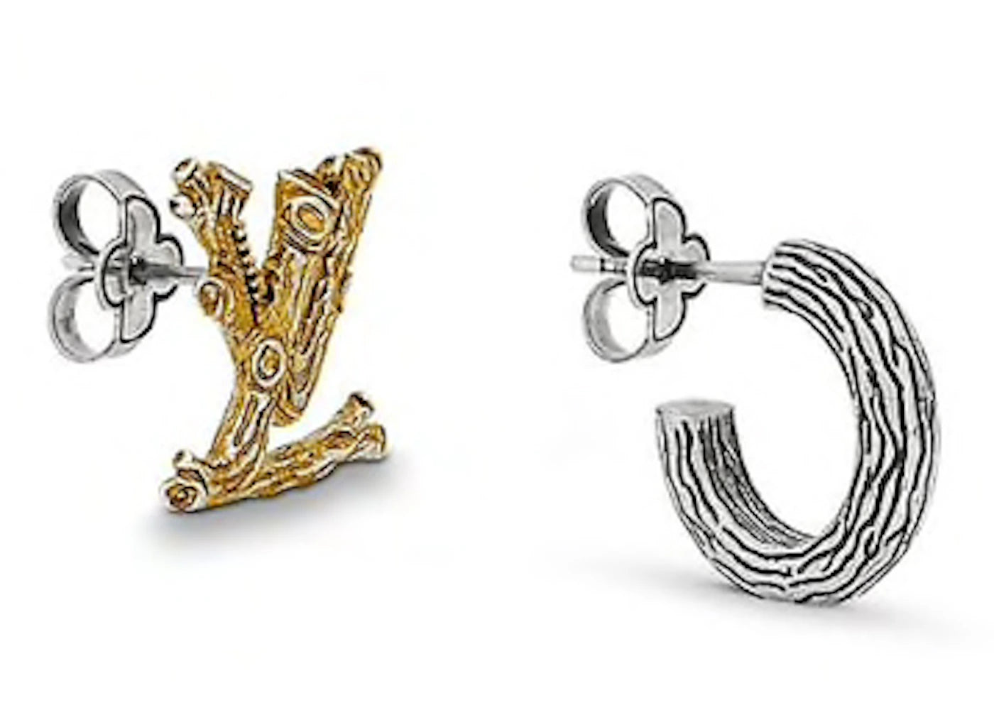 Louis Vuitton Earrings Wood Gold/Silver