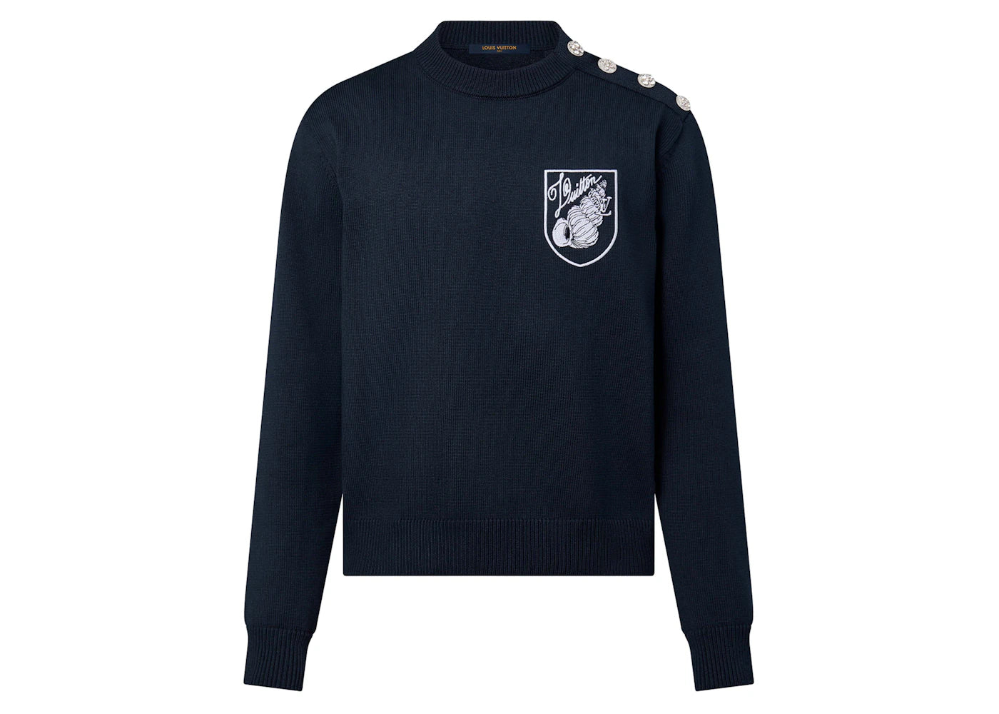 Louis Vuitton Embroidered Cotton-Blend Crewneck Navy Blue