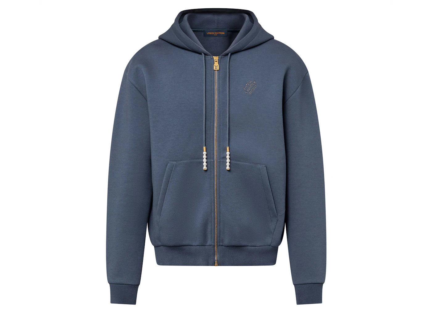 Louis Vuitton Embroidered Jersey Zip-Through Hoodie Slate Grey