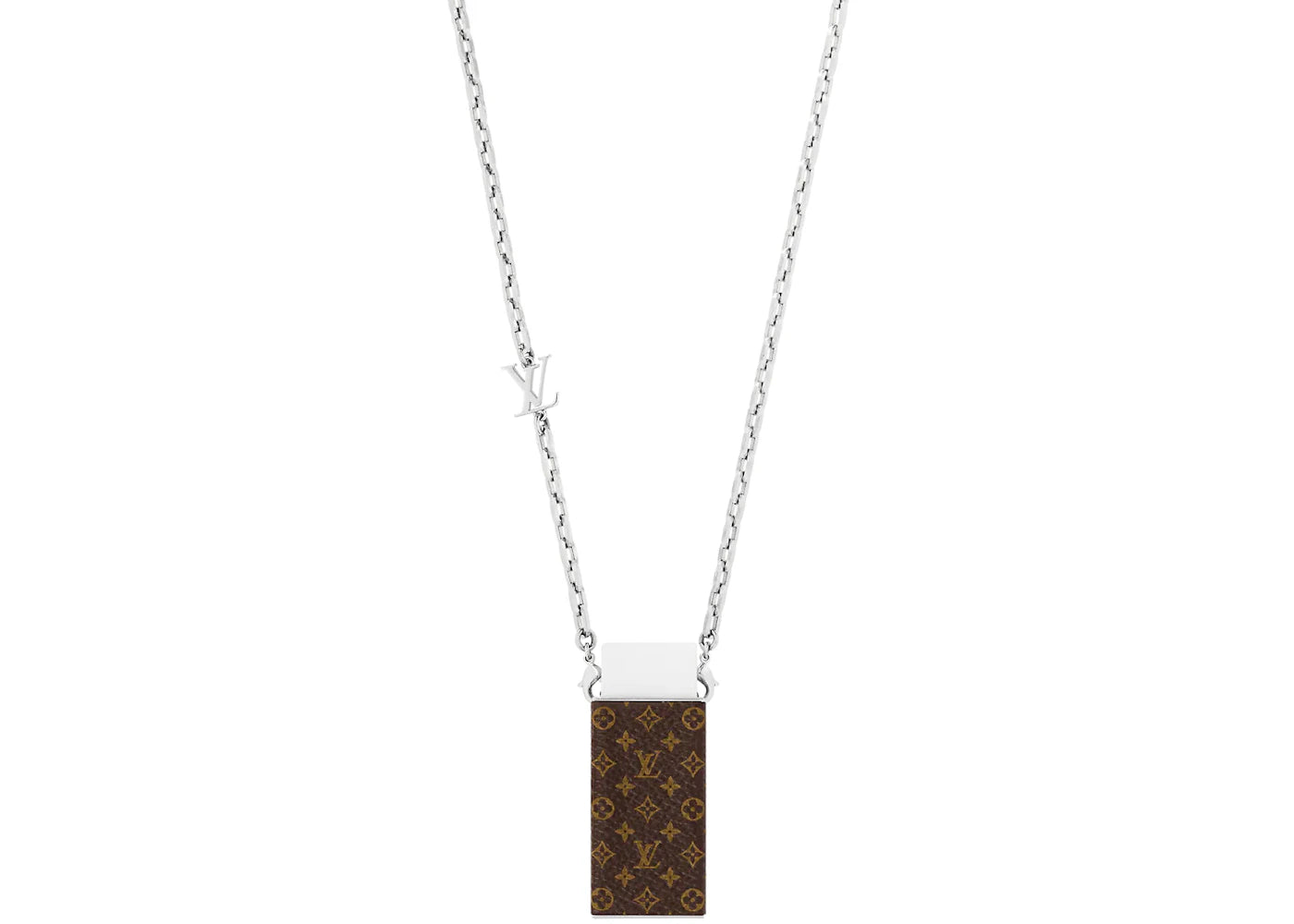 Louis Vuitton Eraser Necklace Silver/Brown