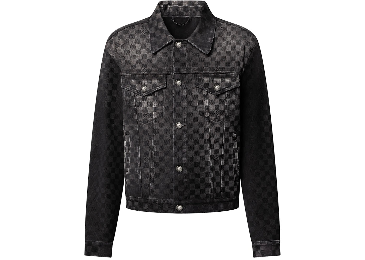 Louis Vuitton Flocked Damier Denim Trucker Jacket Black