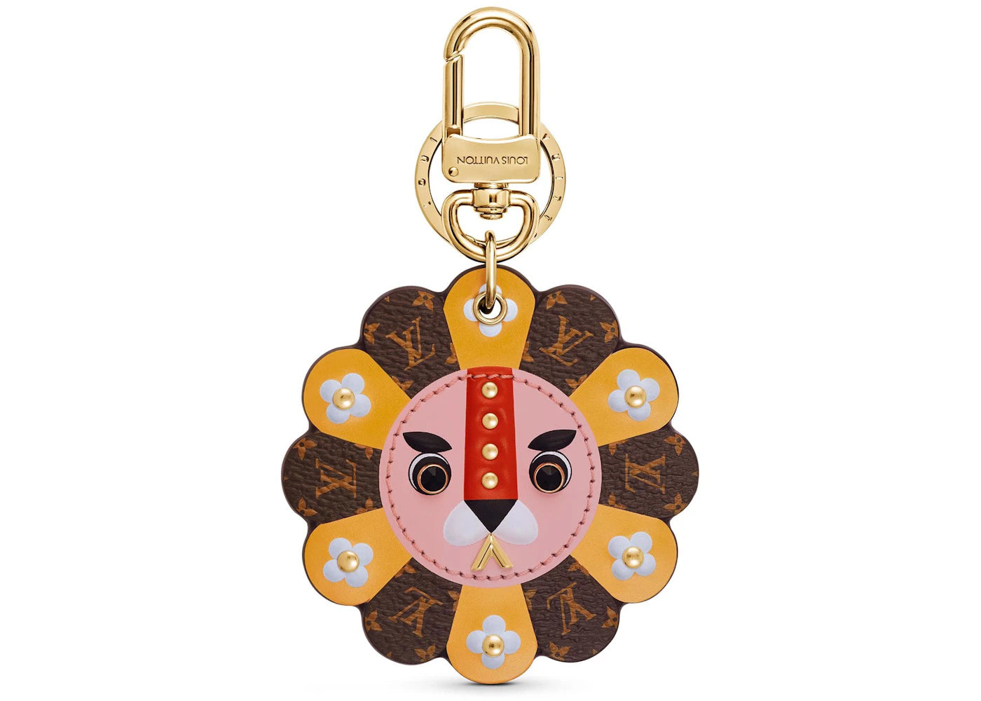 Louis Vuitton Fun Face Lion Bag Charm and Key Holder Monogram Pink Multicolor