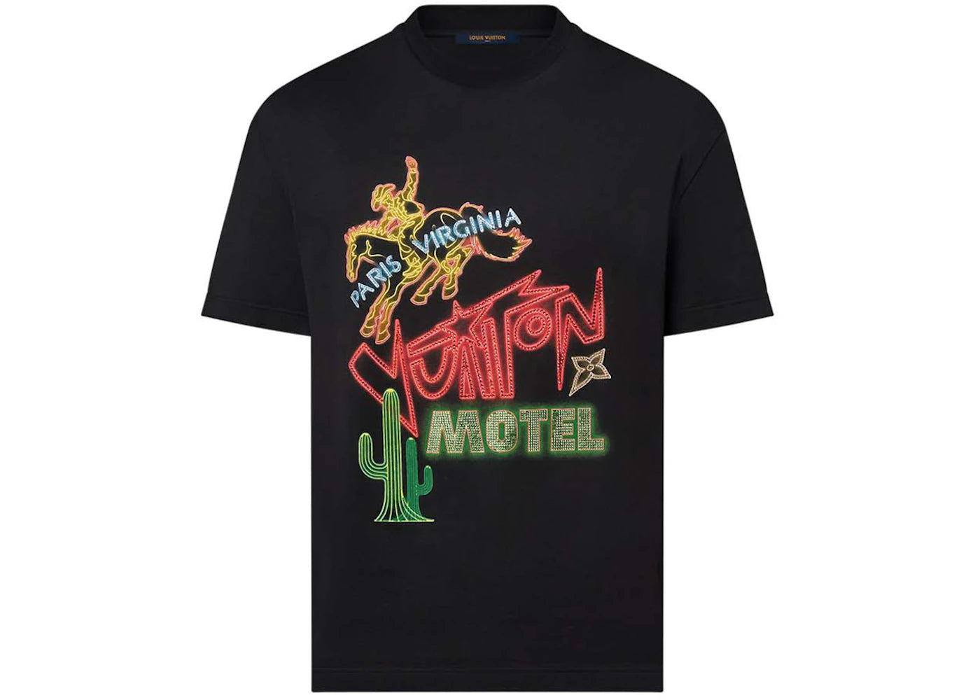 Louis Vuitton Graphic Embellished Cotton T-Shirt Black