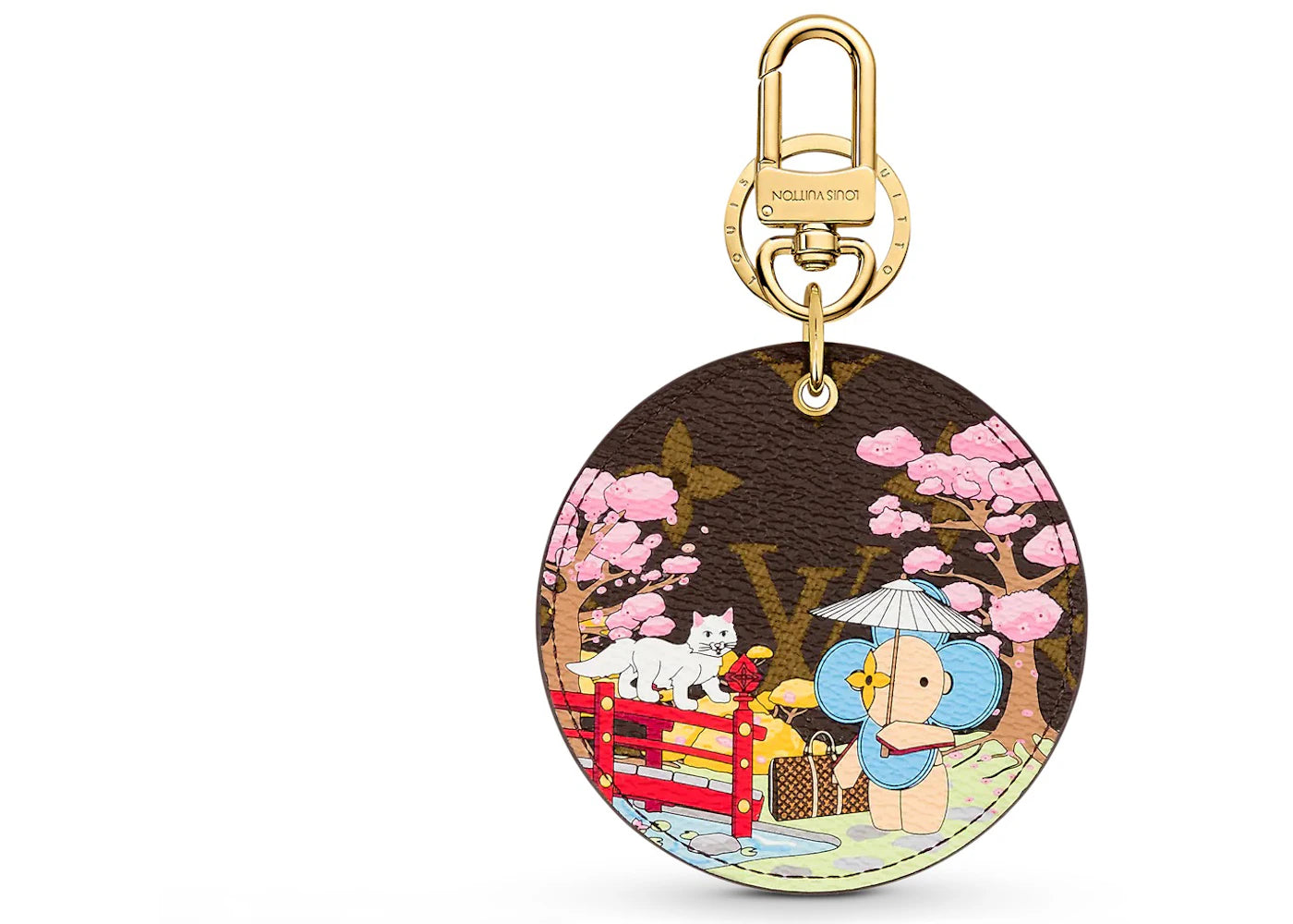 Louis Vuitton Illustre Japanese Garden Xmas Bag Charm and Key Holder Monogram Vivienne Brown/Pink