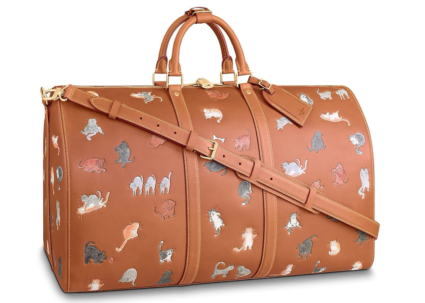 Louis Vuitton x Grace Coddington Keepall Bandouliere Catogram 55 Tan Multicolor