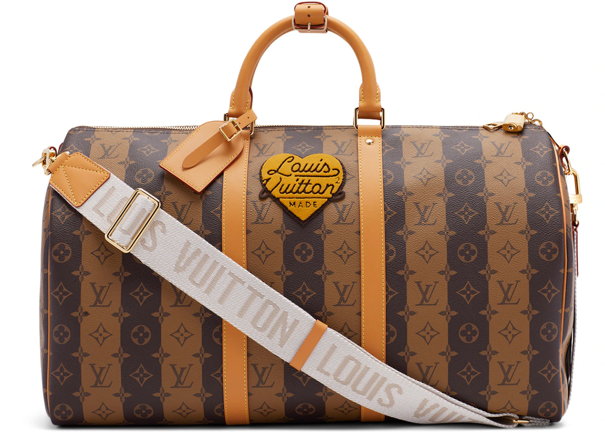 Louis Vuitton Keepall Bandouliere x Nigo 50 Monogram Stripes Brown