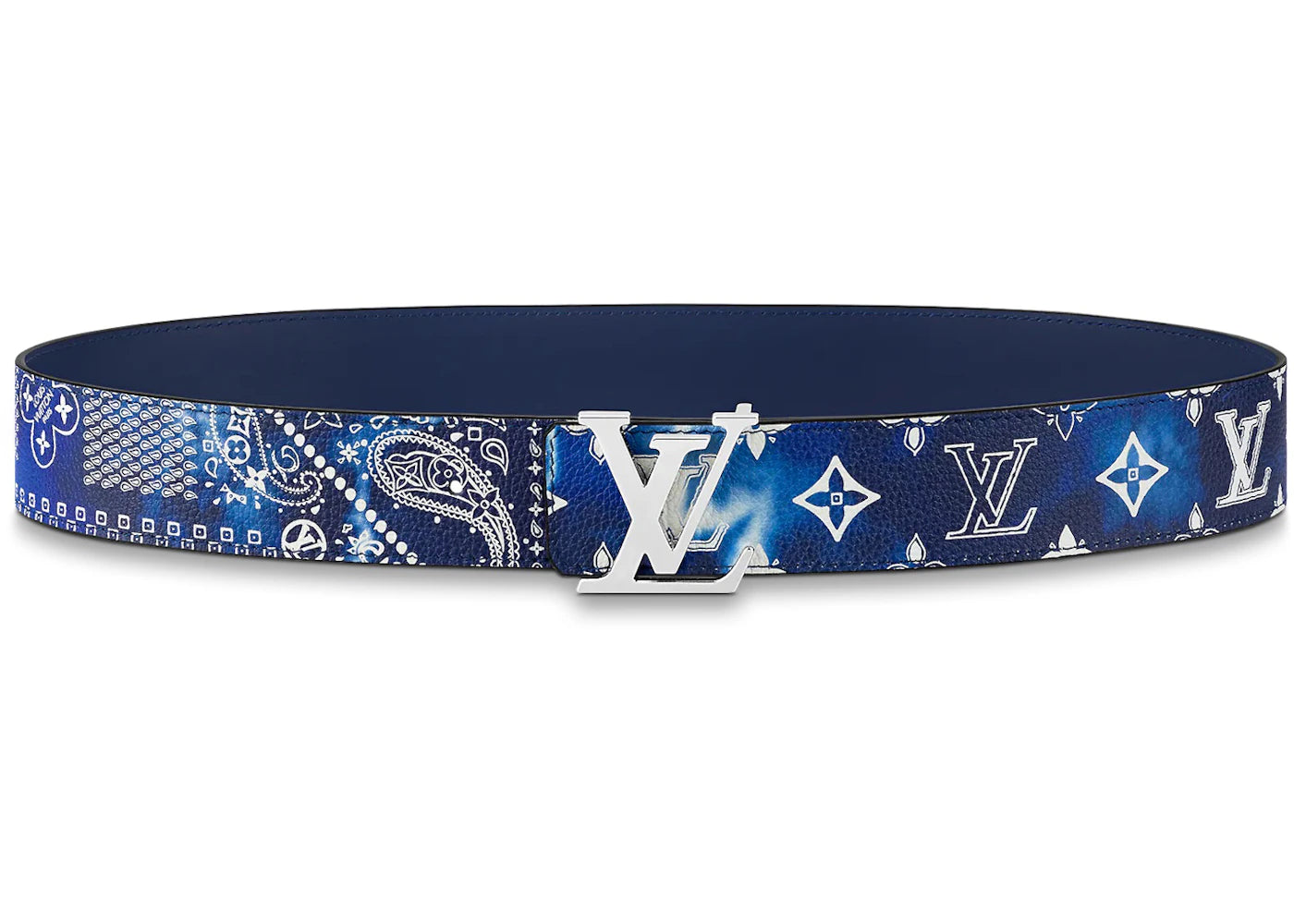 Louis Vuitton LV Initials MNG Bandana 40MM Reversible Belt Blue