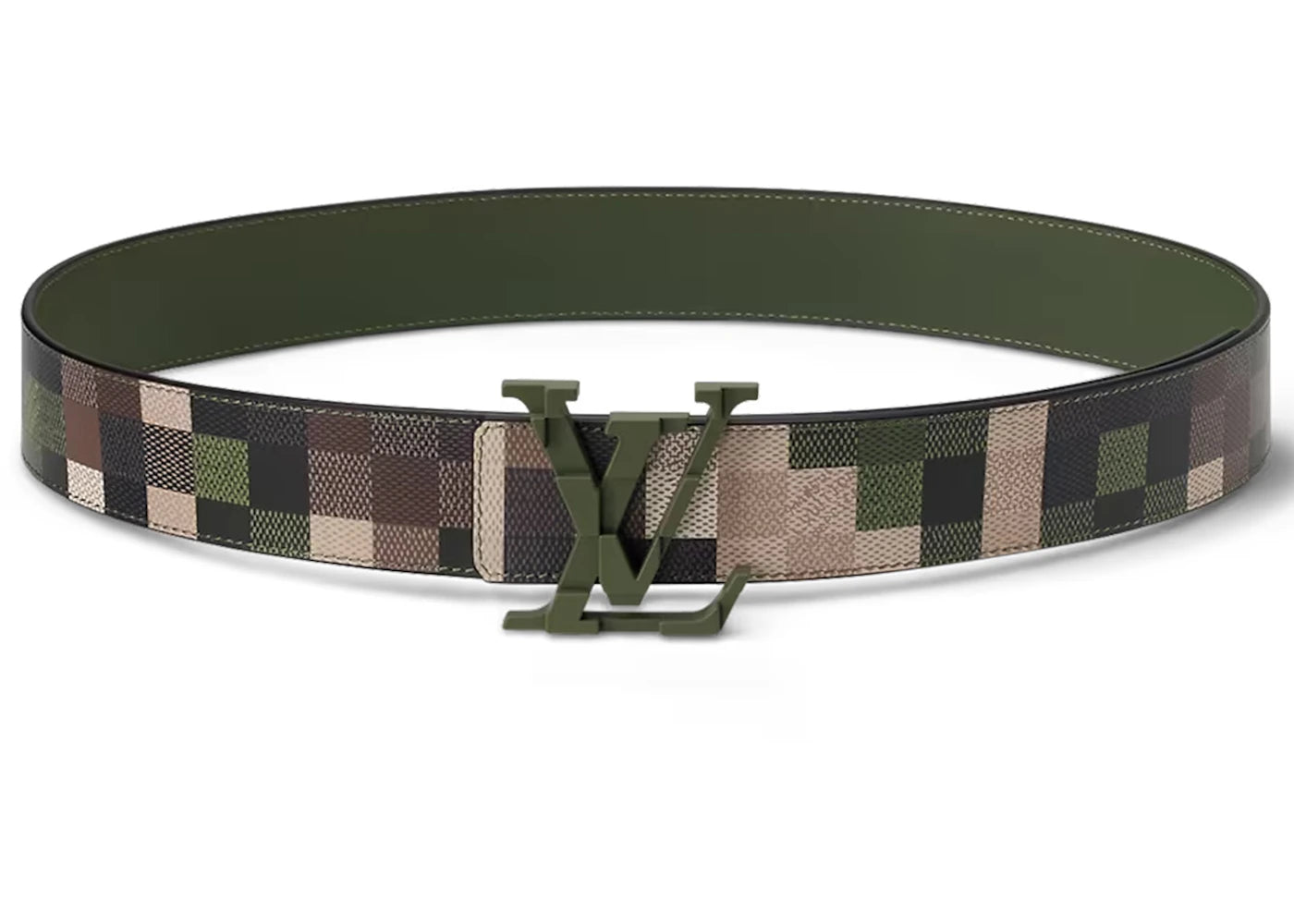 Louis Vuitton LV Mega Pixel 40mm Reversible Belt Green Damoflage Damier