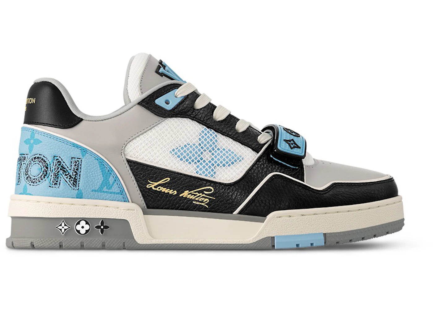 Louis Vuitton LV Trainer Black Blue Monogram Flower