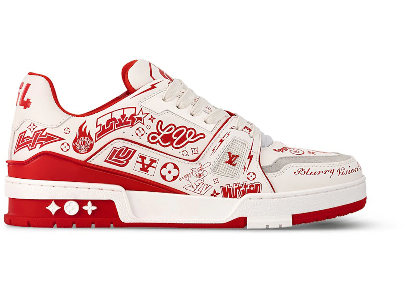 Louis Vuitton LV Trainer White Red Graffiti