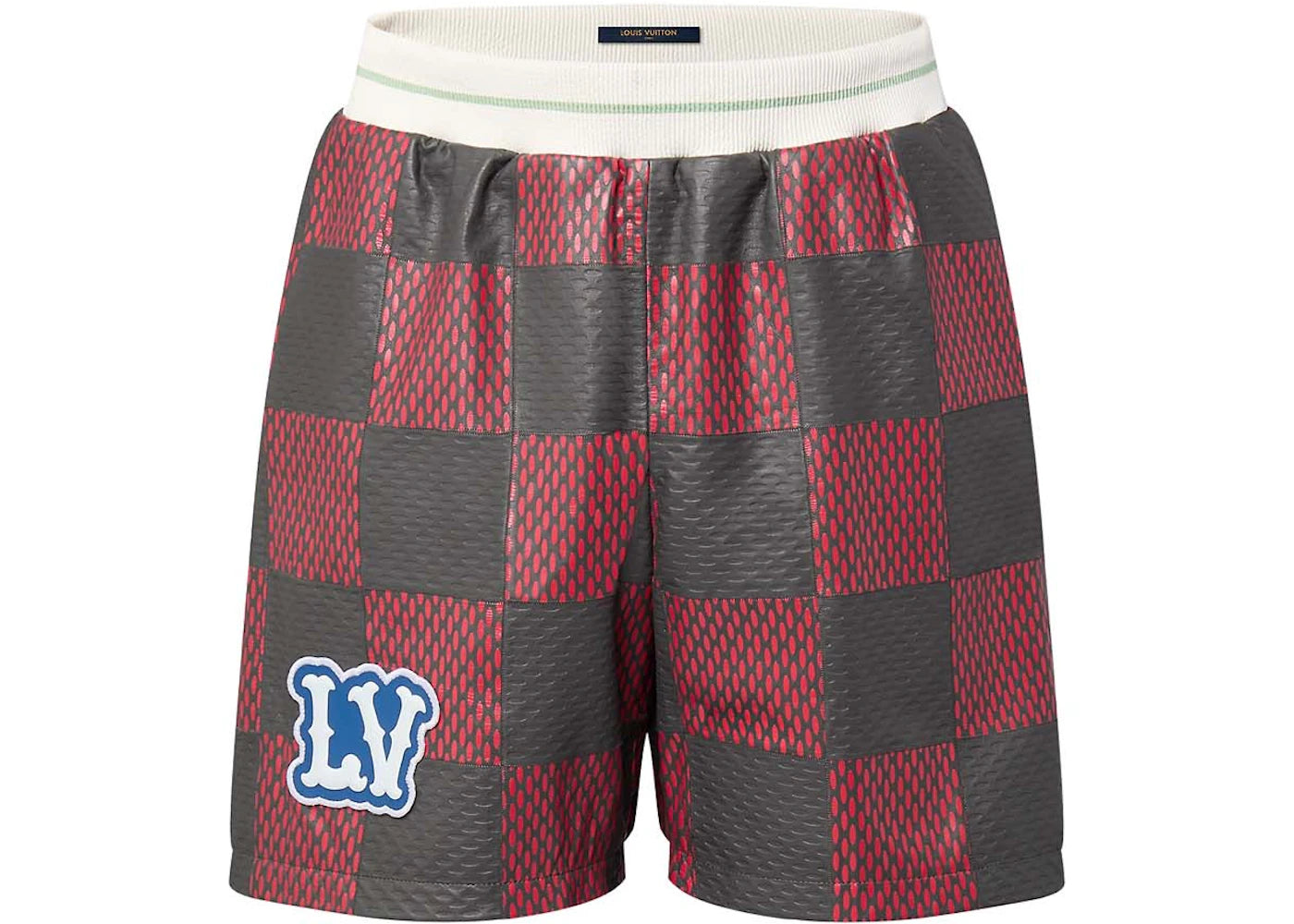 Louis Vuitton Leather Intarsia Damier Rugby Shorts Bright Red