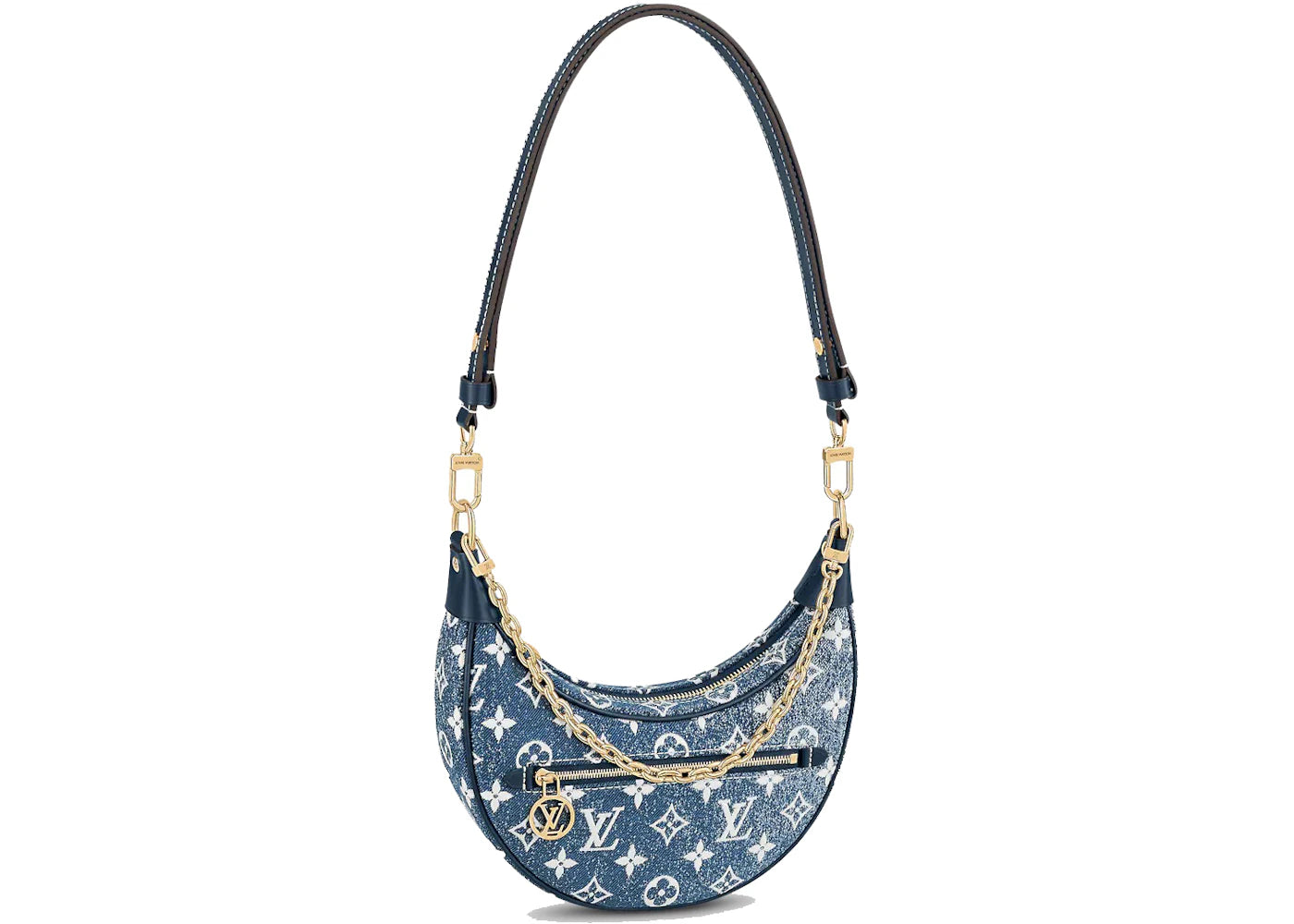 Louis Vuitton Loop Baguette Handbag Denim Jacquard Navy Blue