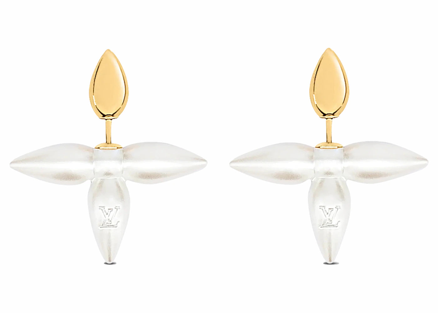 Louis Vuitton Louisette Earrings White/Gold