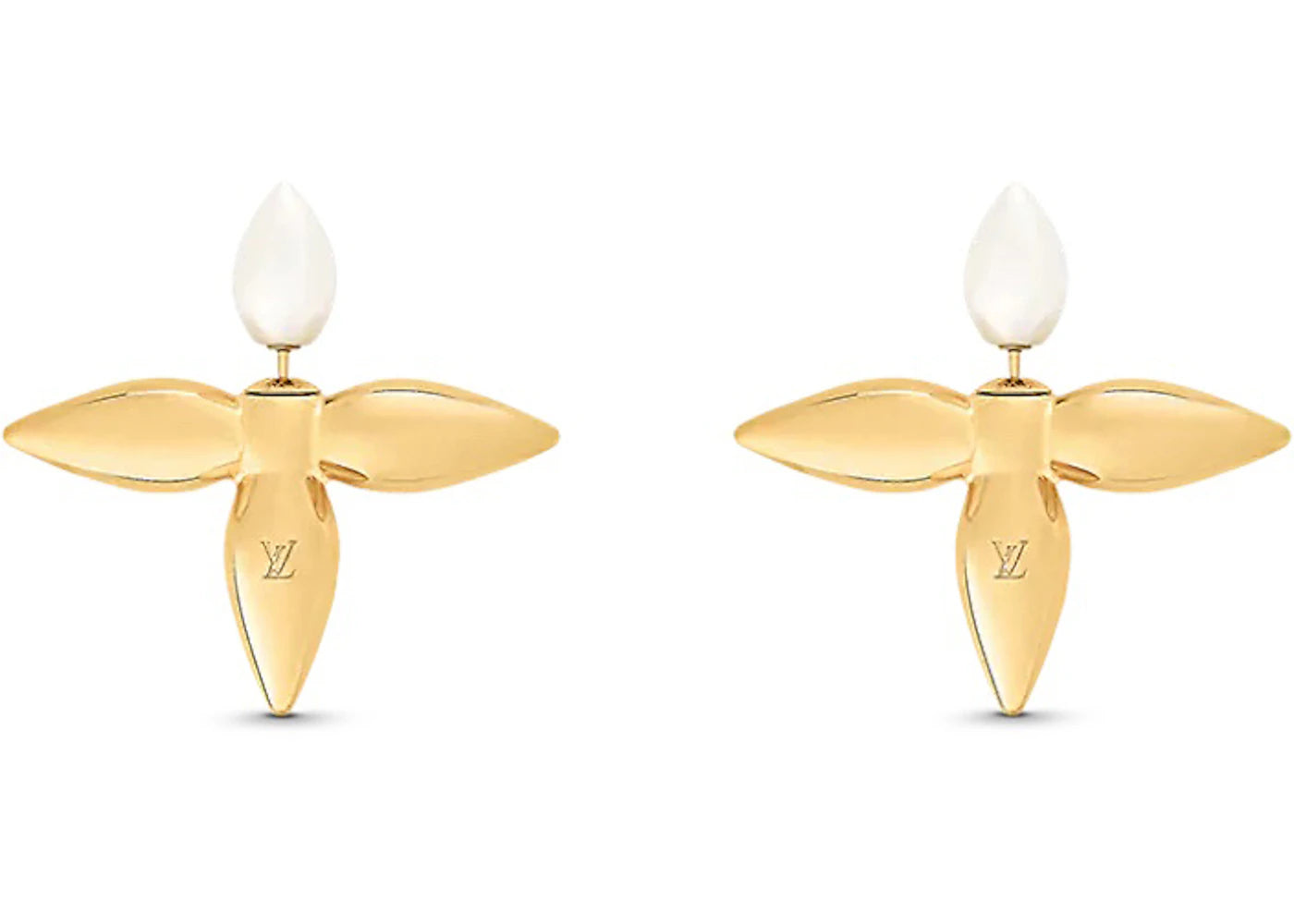 Louis Vuitton Louisette Macro Earrings Gold/White