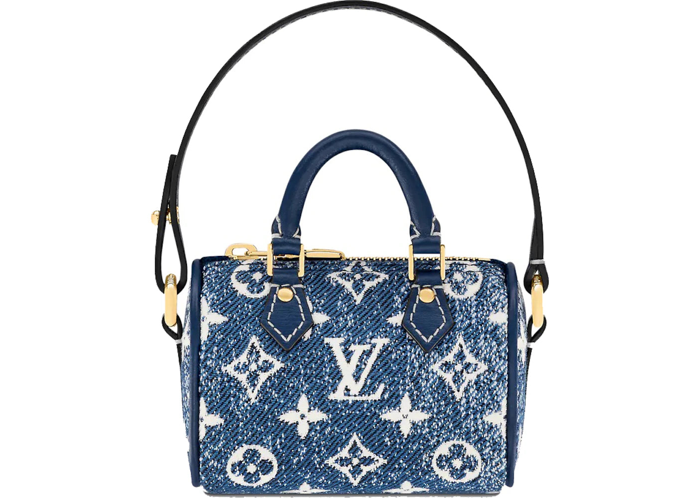 Louis Vuitton Micro Speedy Denim Bag Charm Navy Blue