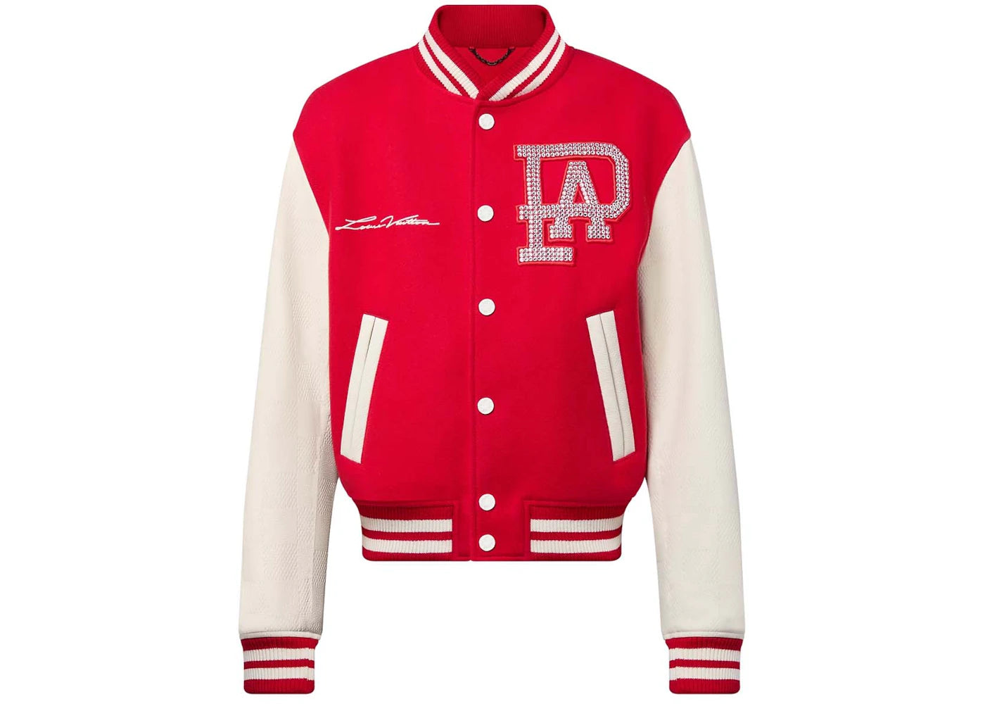 Louis Vuitton Mix Leather Varsity Blouson Jacket Bright Red