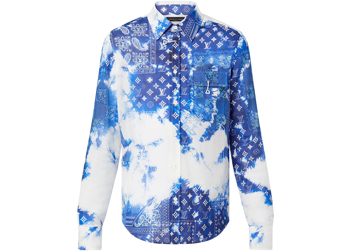 Louis Vuitton Monogram Bandana Hook Detail Long-Sleeved Shirt Blue/White