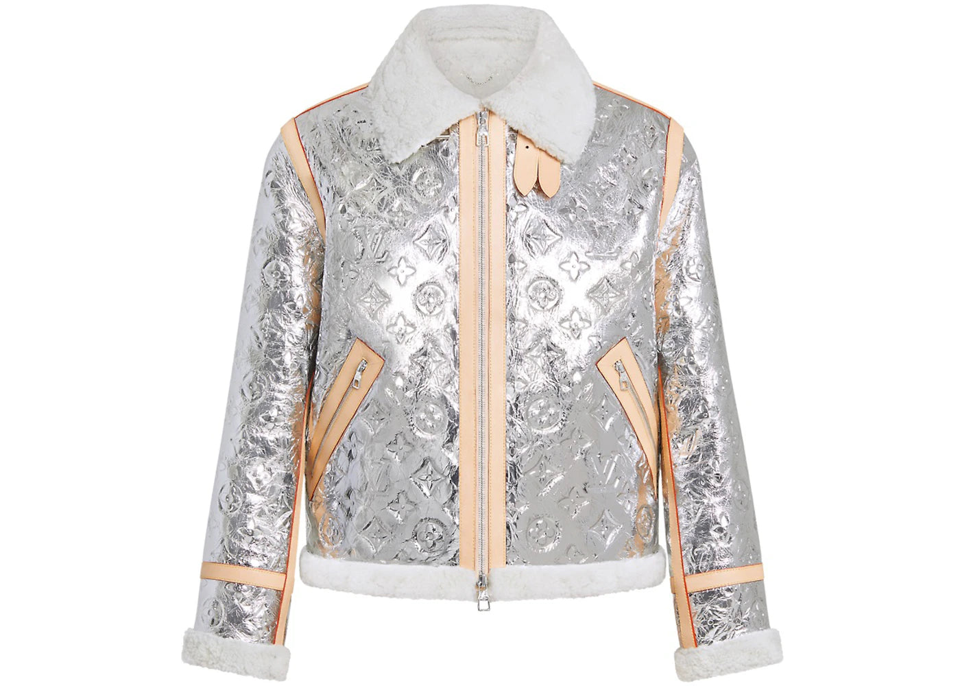 Louis Vuitton Monogram Mirror Shearling Jacket Grey