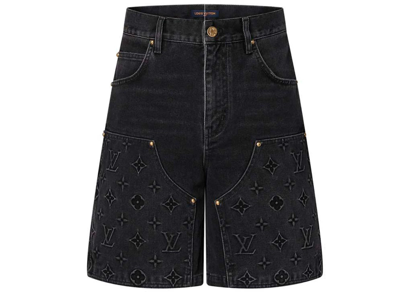 Louis Vuitton Monogram Workwear Denim Shorts Black