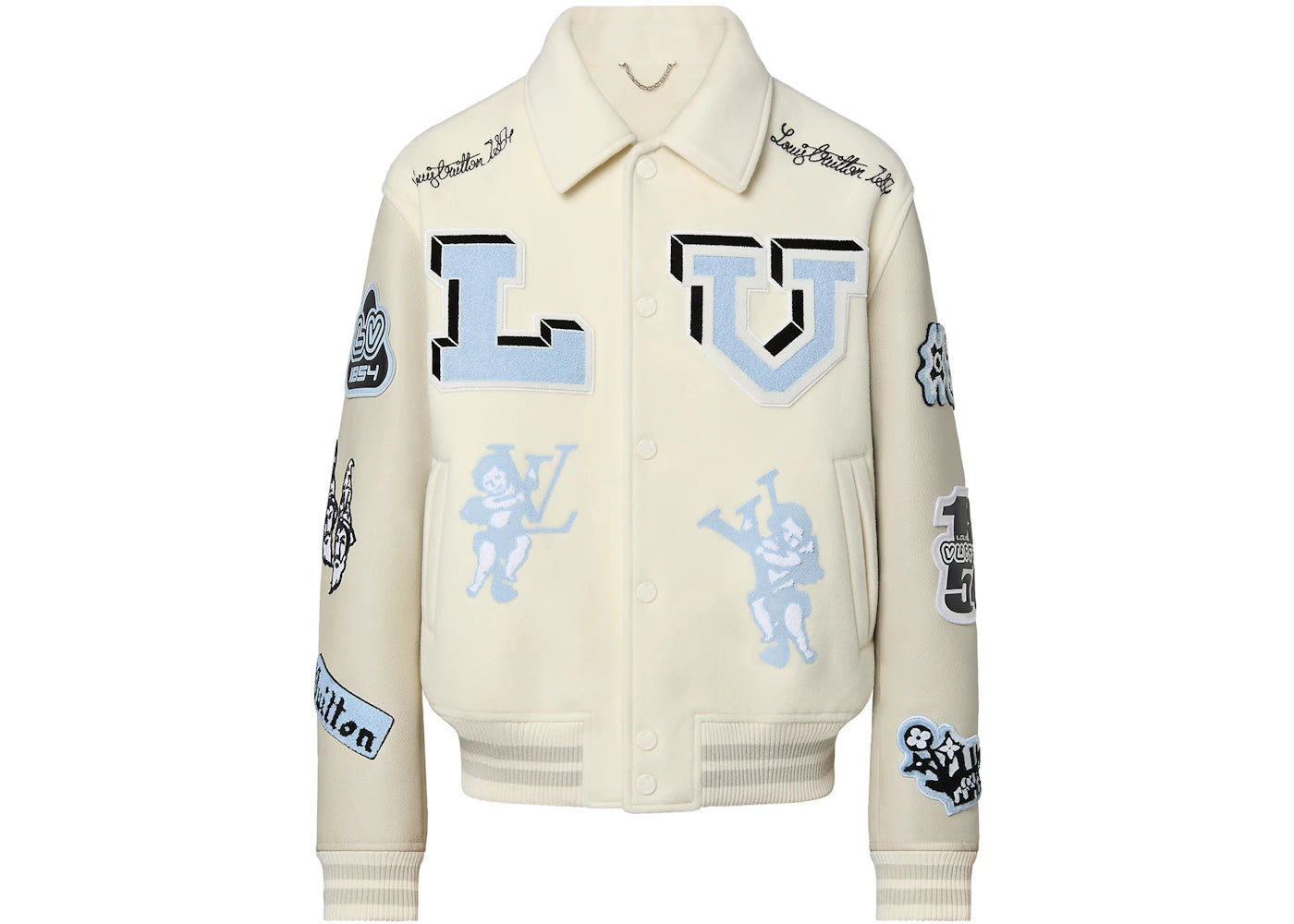 Louis Vuitton Multi-Patches Mixed Leather Varsity Blouson Milky White