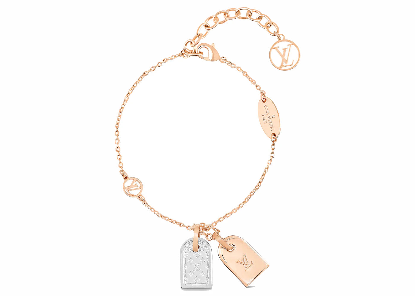 Louis Vuitton Nanogram Tag Bracelet Silver/Pink