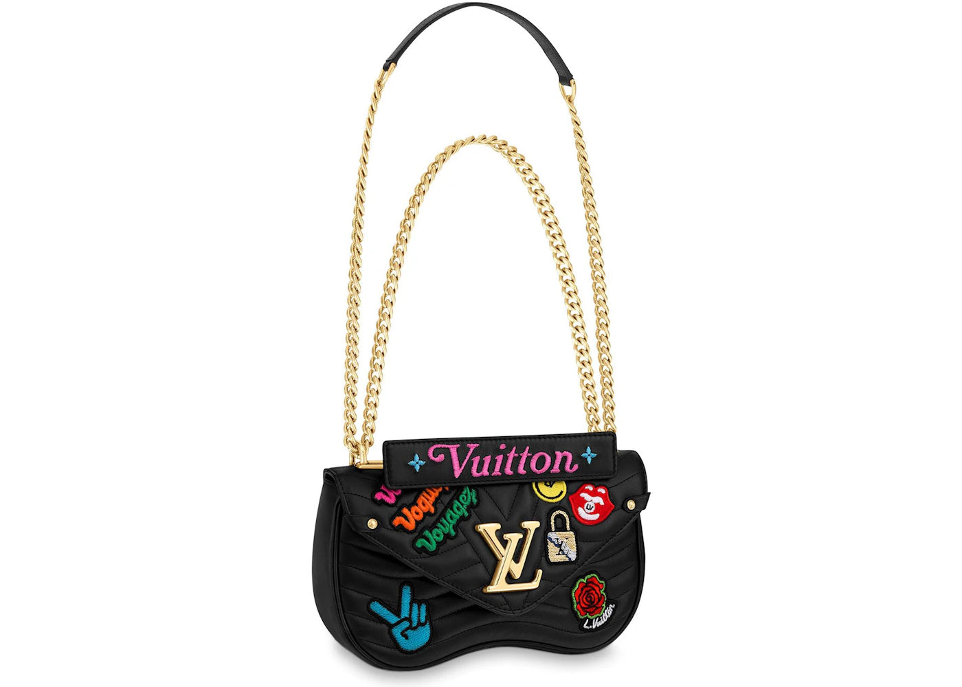 Louis Vuitton New Wave Chain Bag 80s Music Patches MM Black