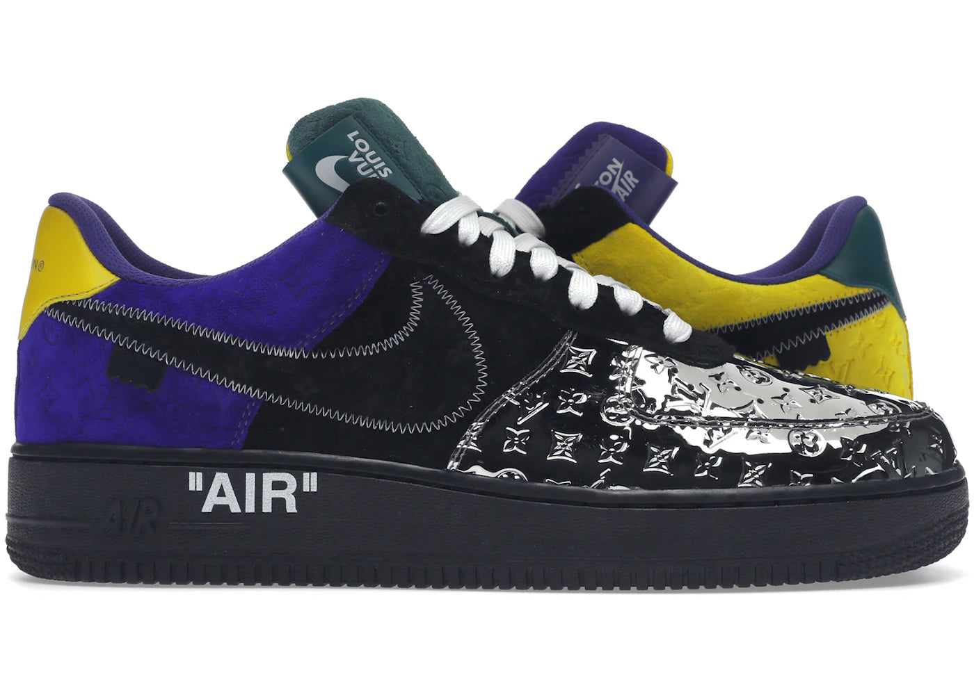 Louis Vuitton Nike Air Force 1 Low By Virgil Abloh Black Metallic Silver