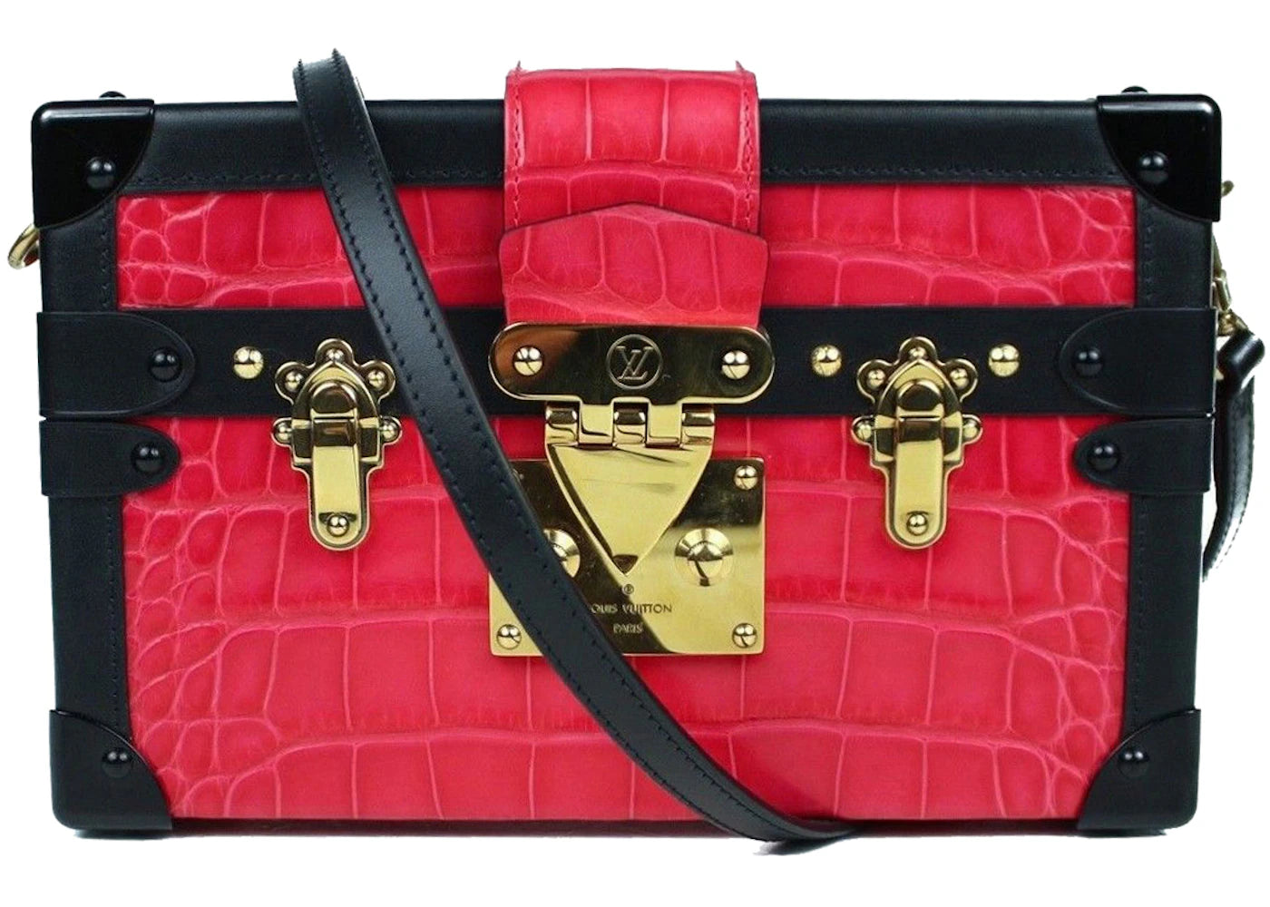 Louis Vuitton Petite Malle Crocodilien Brillant Gold-tone Pink