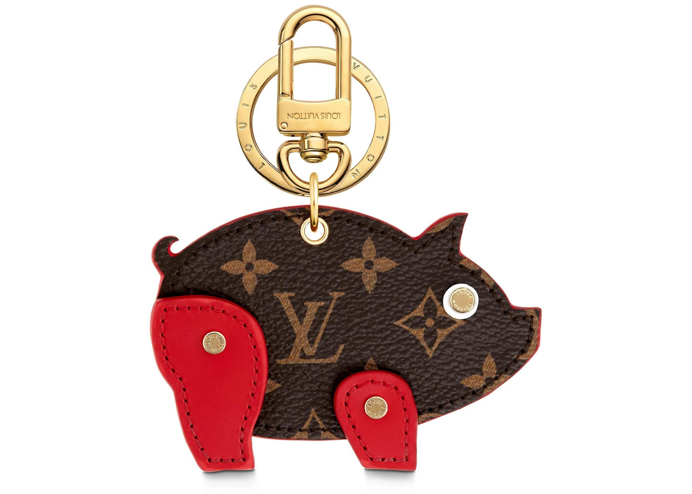 Louis Vuitton Pig Bag Charm and Key Holder Monogram Brown/Red