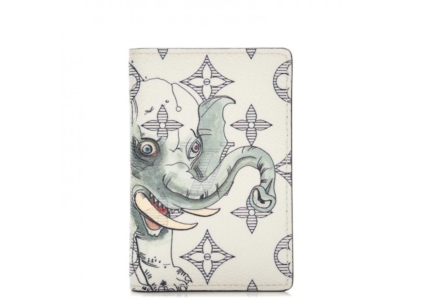 Louis Vuitton Card Case Savane Monogram Chapman Ink White