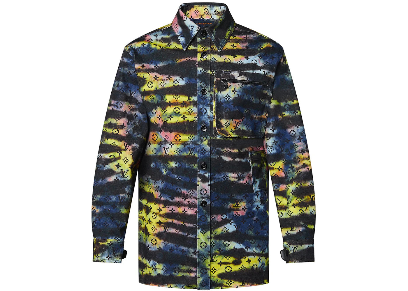 Louis Vuitton Printed Monogram Tie-Dye Denim Shirt Multicolor