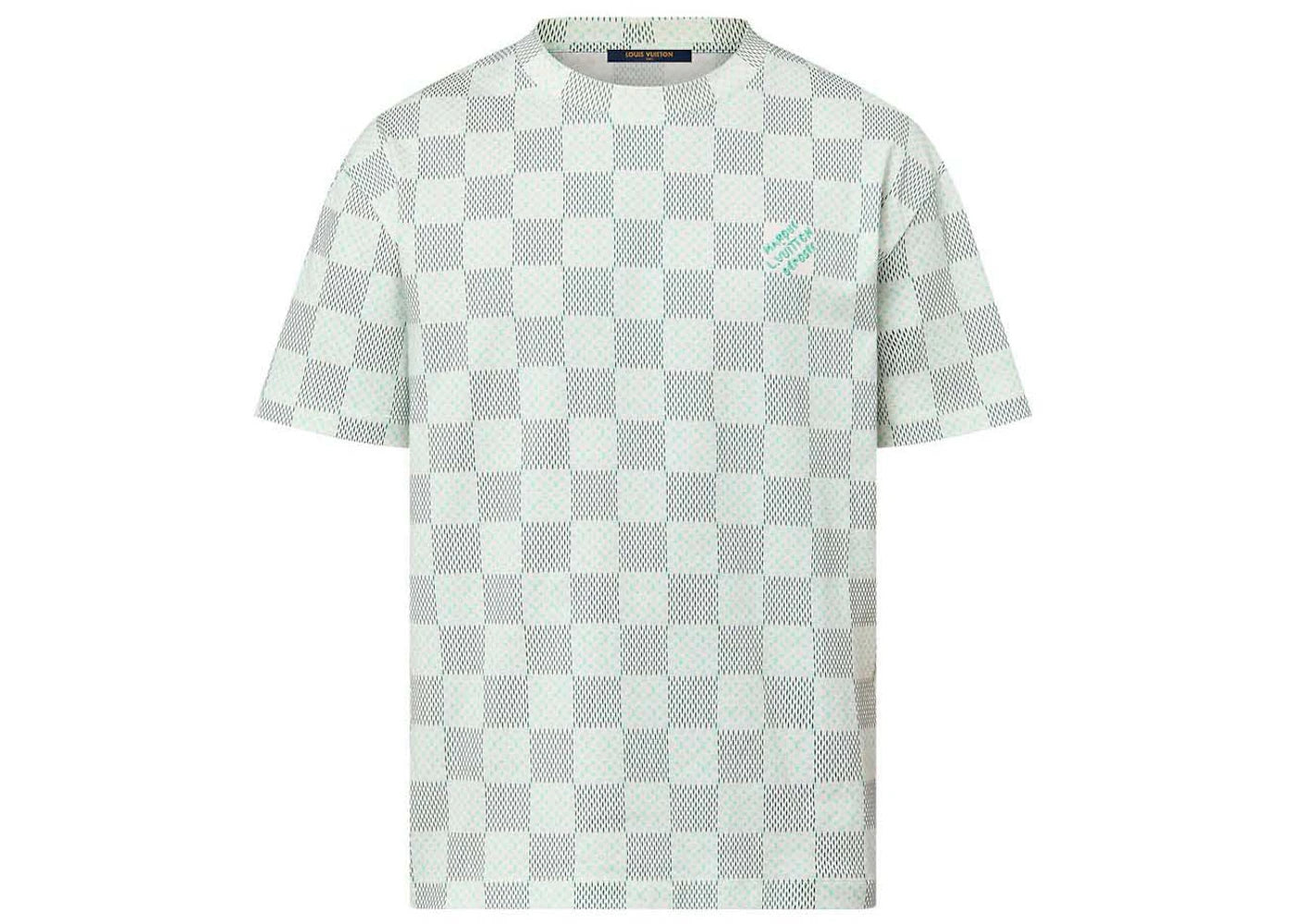 Louis Vuitton Printed Short-Sleeved Cotton Damier Monogram T-shirt Milky White