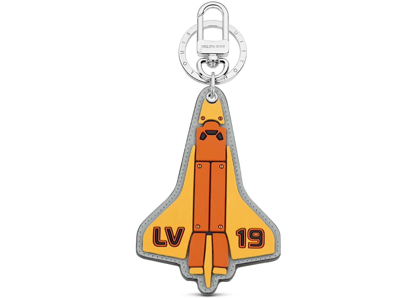 Louis Vuitton Rocket Bag Charm and Key Holder Monogram Satellite Orange Silver