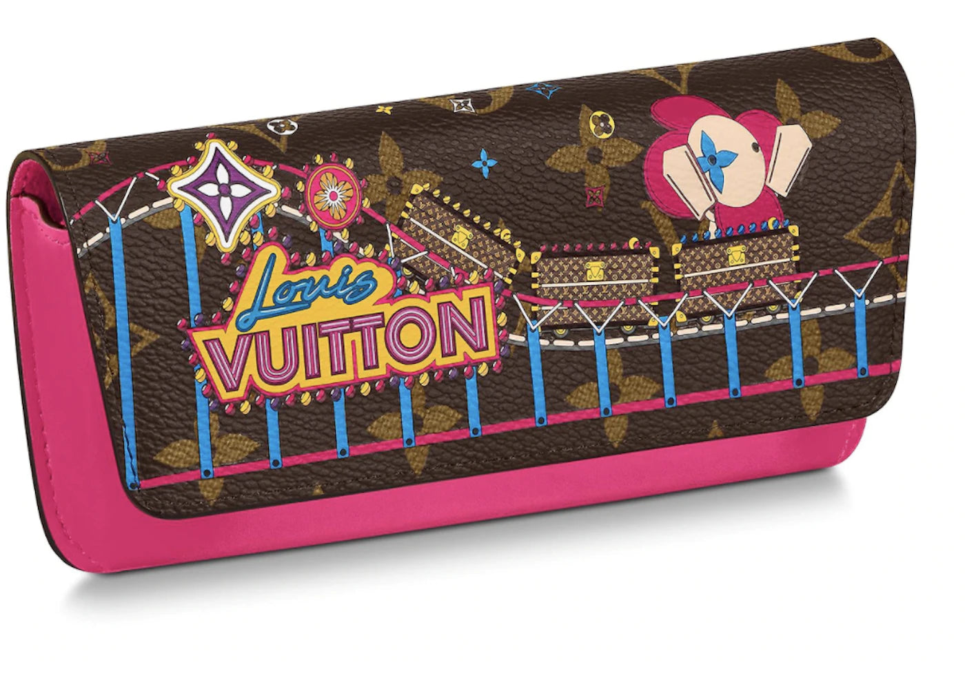 Louis Vuitton Roller Coaster Woody Glasses Case Vivienne Holiday Rose Pivoine Pink