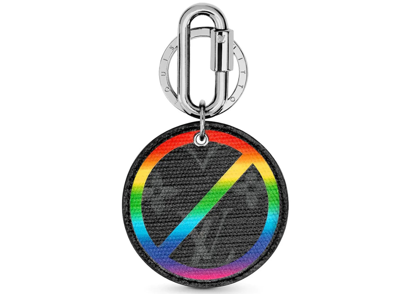 Louis Vuitton Round Illustre Bag Charm and Key Holder Metallic Monogram Eclipse Rainbow