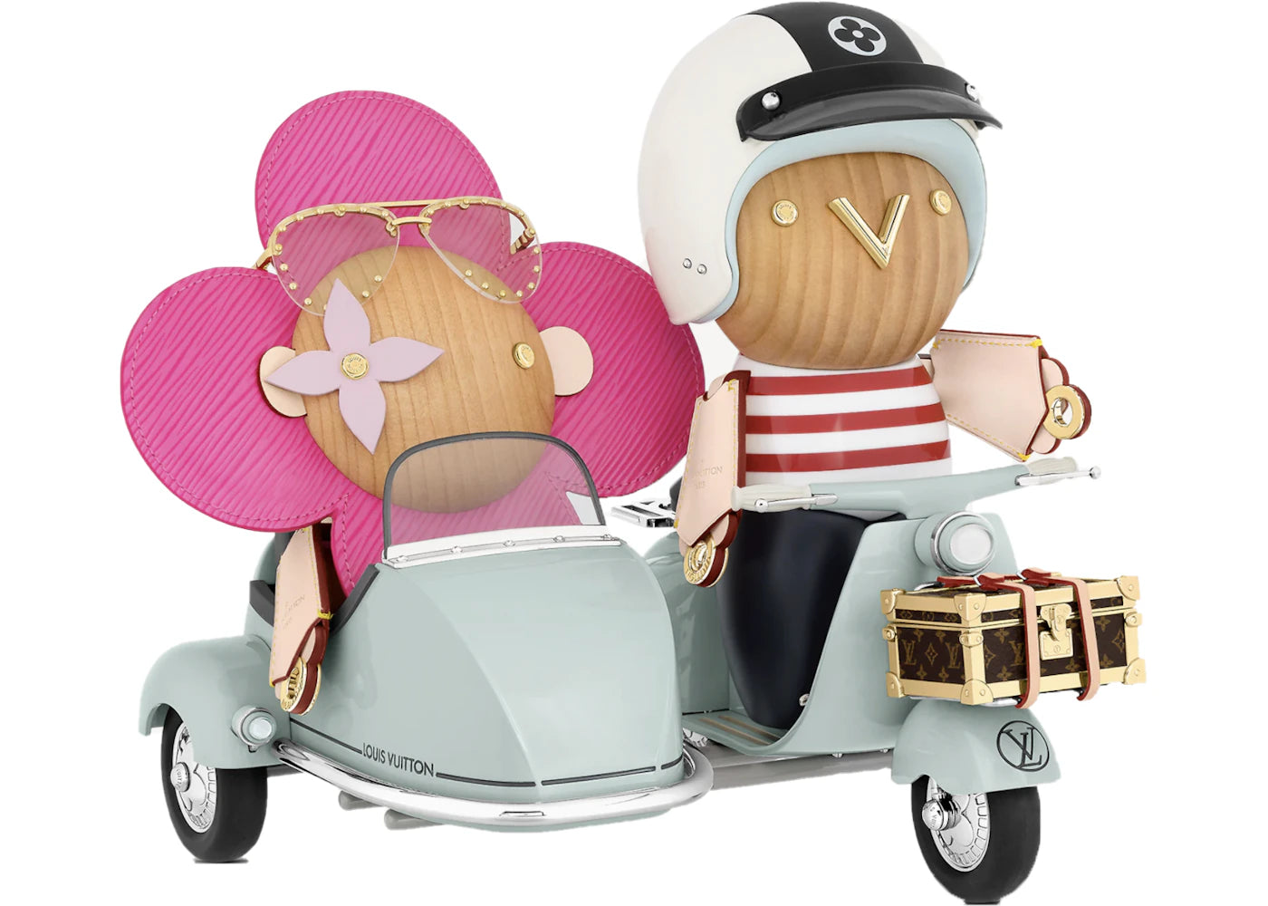 Louis Vuitton Side Car Vivienne & Gaston Wood Figure GI0573 Multi