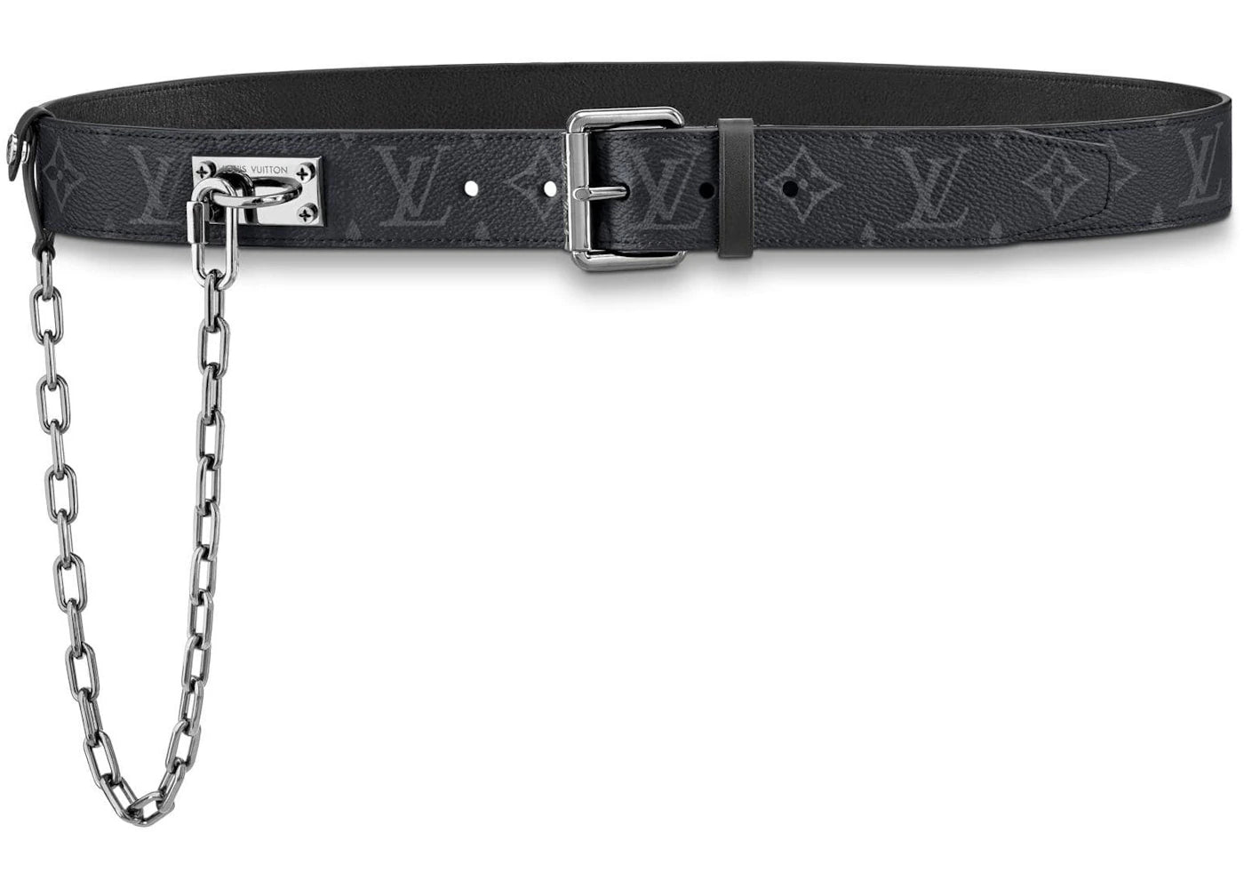 Louis Vuitton Signature Chain Belt Monogram Eclipse 35MM Black Grey