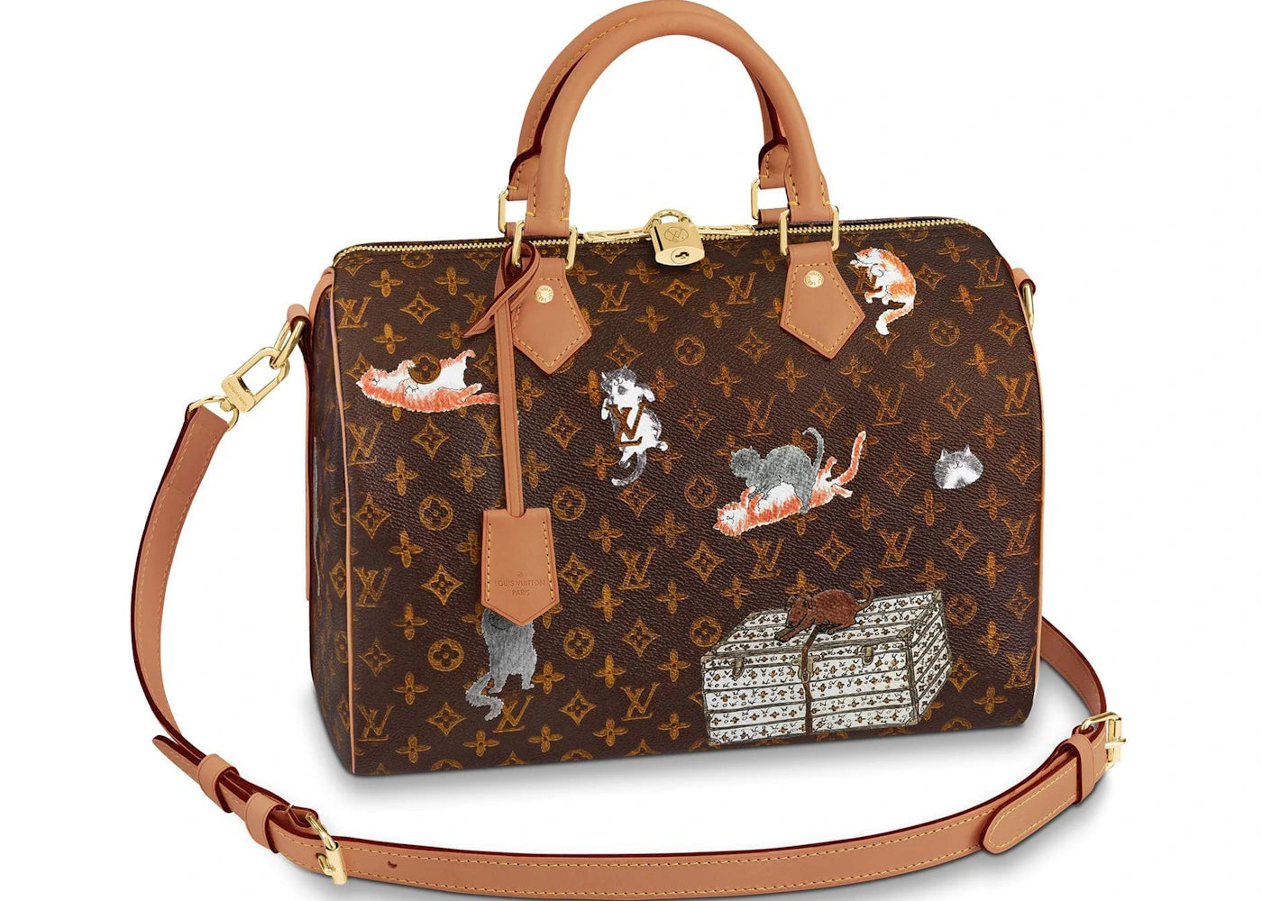 Louis Vuitton x Grace Coddington Speedy Bandouliere Catogram 30 Brown/Orange